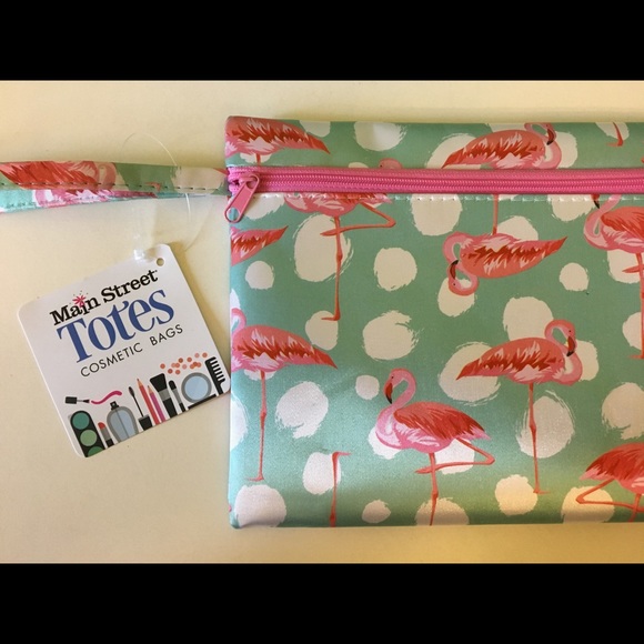 1 Left!! NWT MAIN STREET TOTES Flamingo -cosmetic bag, clutch - Picture 2 of 2